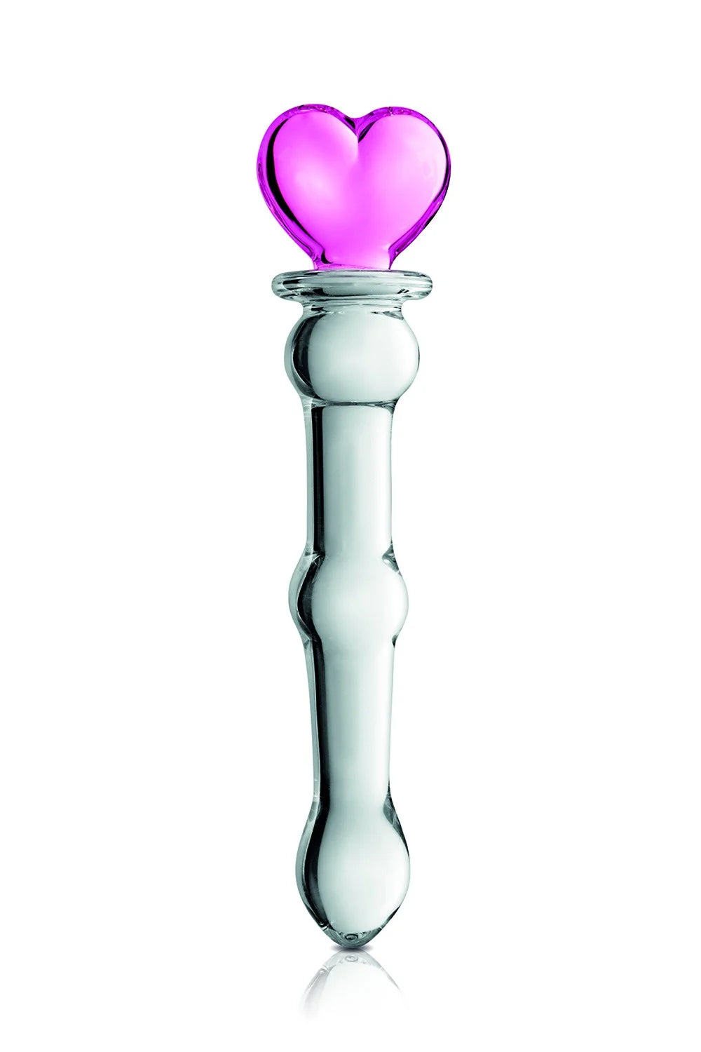 Gode en verre bicolore avec cœur, idéal pour des découvertes intimes et sensuelles.