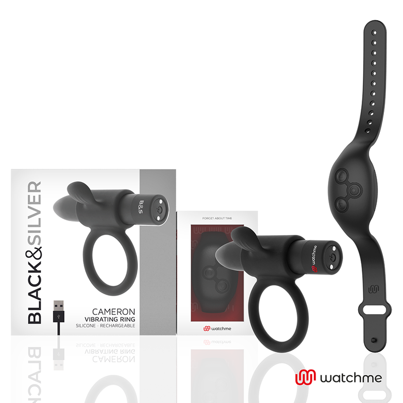Black&silver - Cockring à Télécommande Cameron Watchme