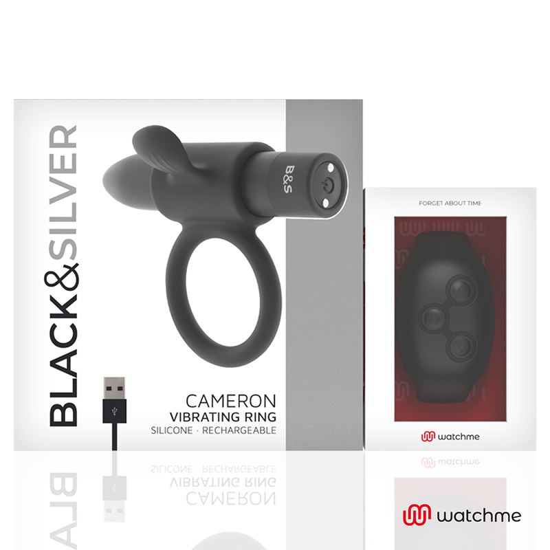 Black&silver - Cockring à Télécommande Cameron Watchme
