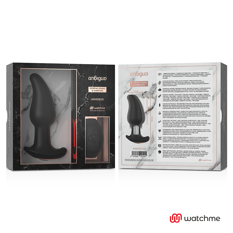Anbiguo - Vibrateur Anal Plug Télécommande Watchme avec Rotation des Perles Amadeus
