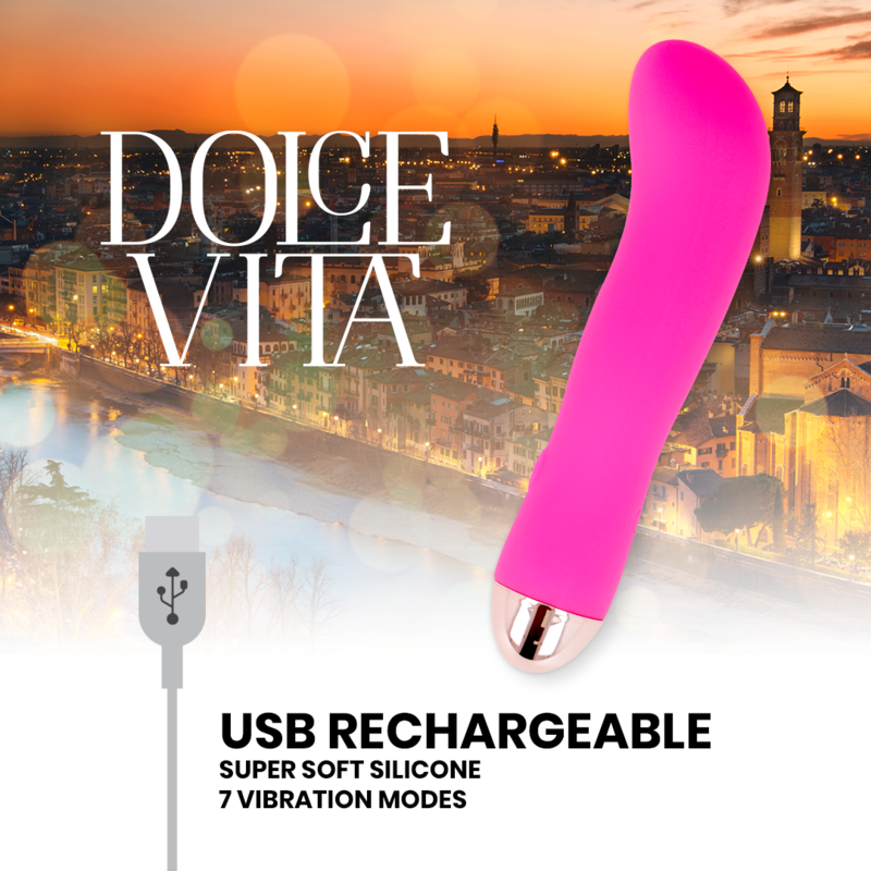 Dolce Vita - Vibrateur Rechargeable Deux Rose 7 Vitesses