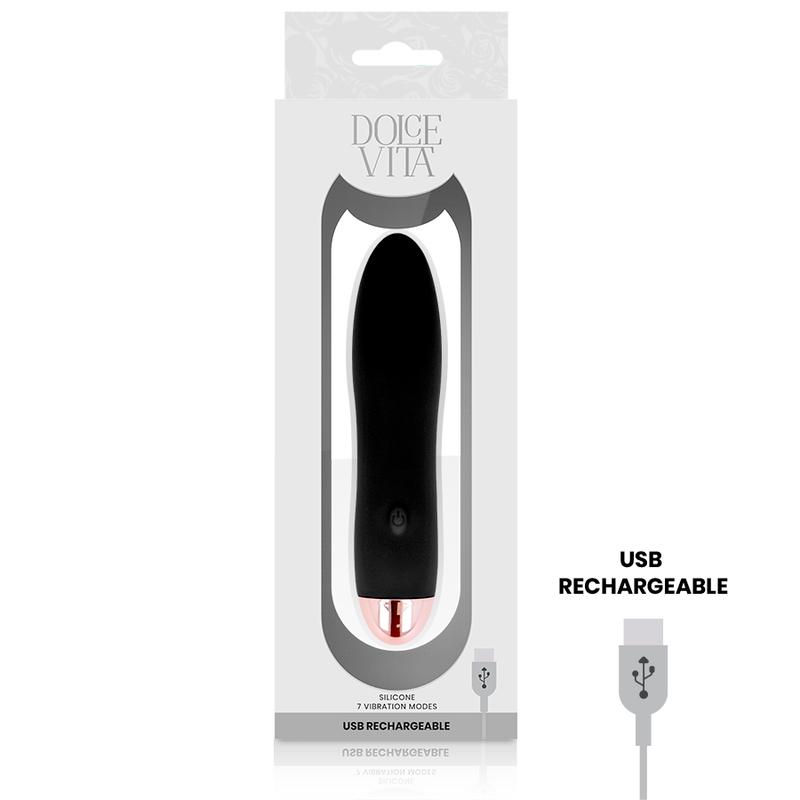 Dolce Vita - Vibrateur Rechargeable Quatre Noir 7 Vitesses