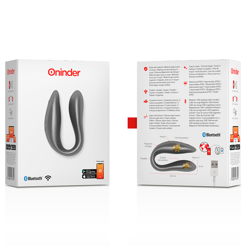 Oninder - Lisboa G-spot & Clitoral Stimulateur Noir - Application Gratuite