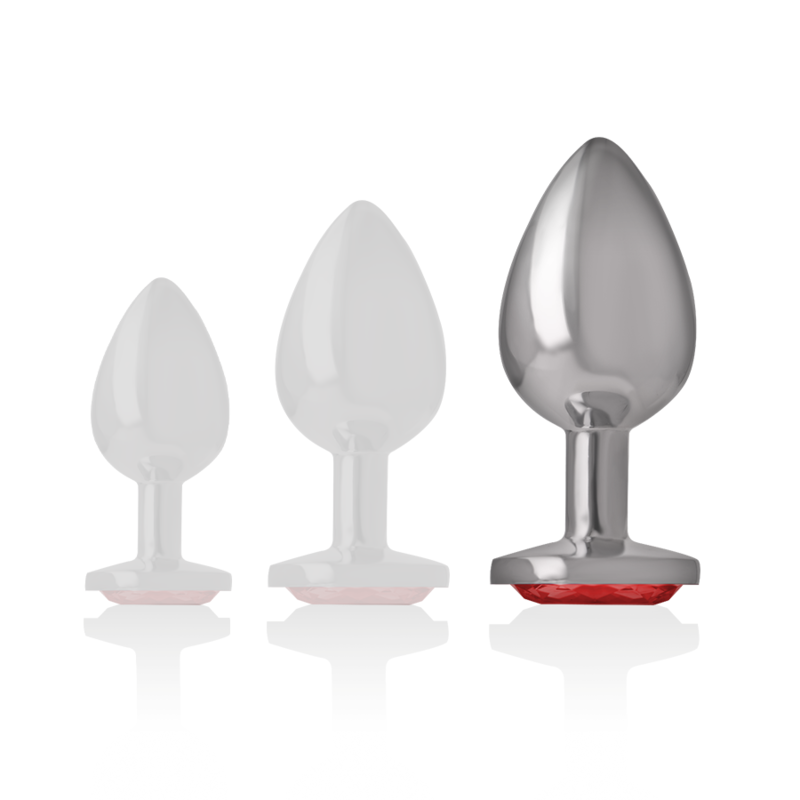 Intense - Plug Anal en Métal Aluminium avec Cristal Rouge Taille L