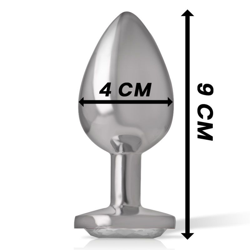 Intense - Plug Anal en Métal Aluminium avec Cristal Dargent Taille L
