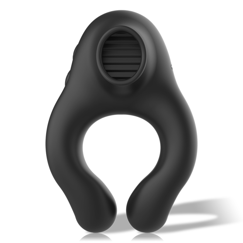 Black&silver - Anneau Vibrateur en Silicone 3 Moteurs Rechargeable Noir