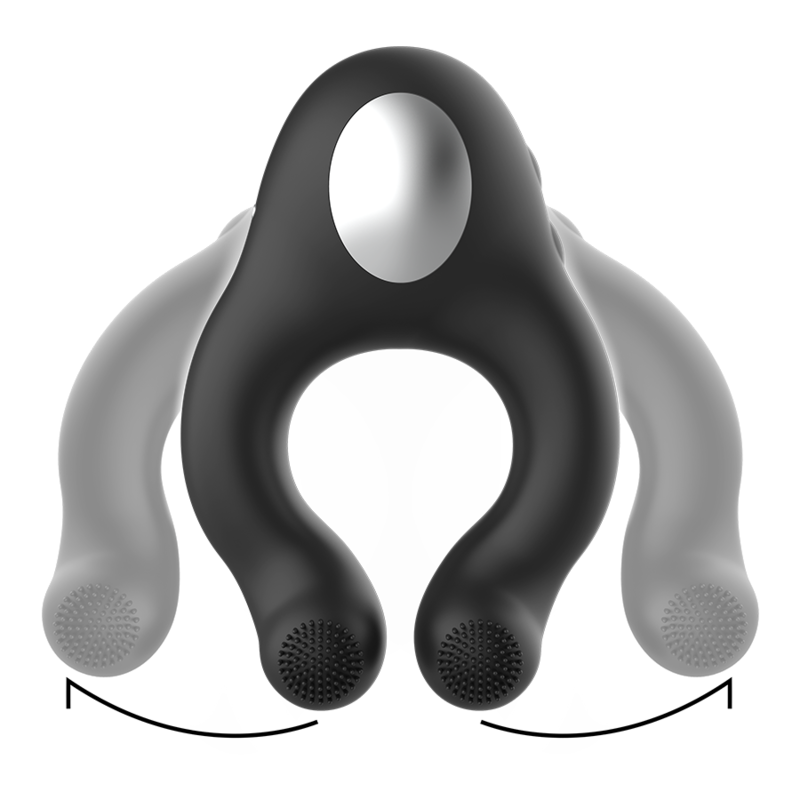 Black&silver - Anneau Vibrateur en Silicone 3 Moteurs Rechargeable Noir