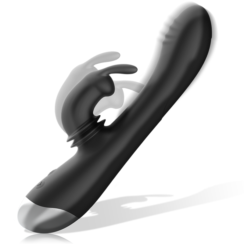 Black&silver - Dj. Stimulateur de Lapin Rechargeable en Silicone Adam Noir
