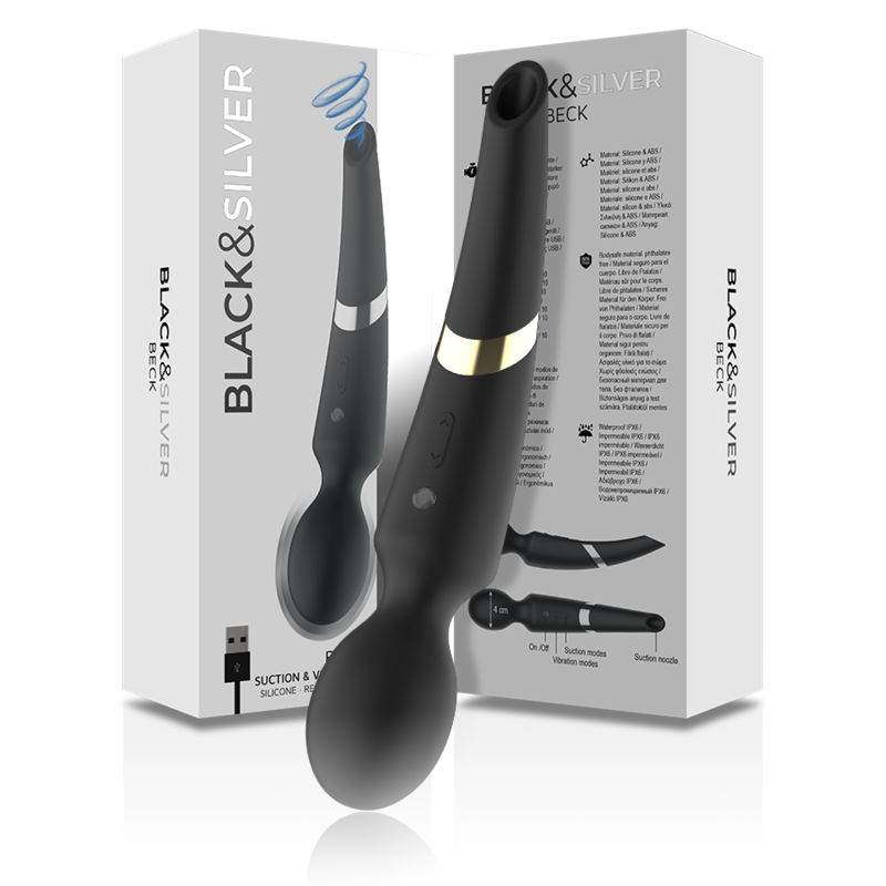 Black&silver - Baguette et Ventouse Beck 2 en 1 Silicone