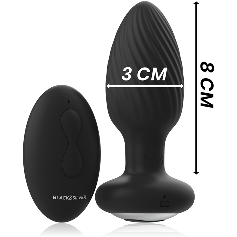 Black&silver - Télécommande du Rotateur Anal en Silicone Wells Plug