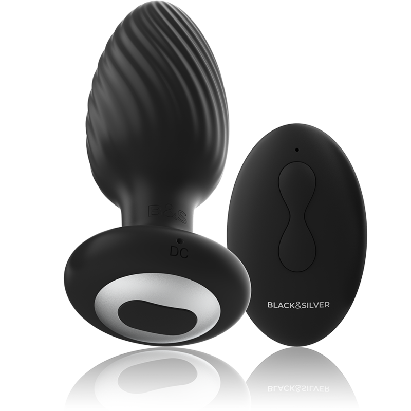 Black&silver - Télécommande du Rotateur Anal en Silicone Wells Plug