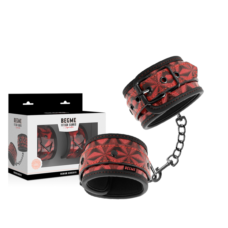 Begme - Menottes Premium Édition Rouge avec Doublure en Néoprène