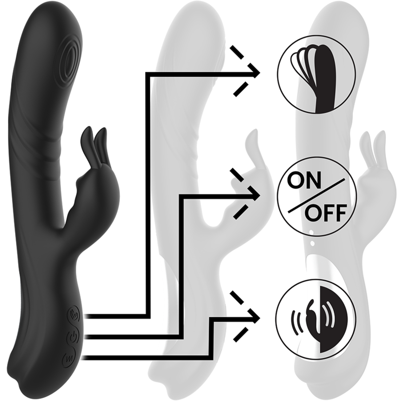 Black&silver - Stimulateur de Lapin en Silicone Rechargeable Jamie Noir