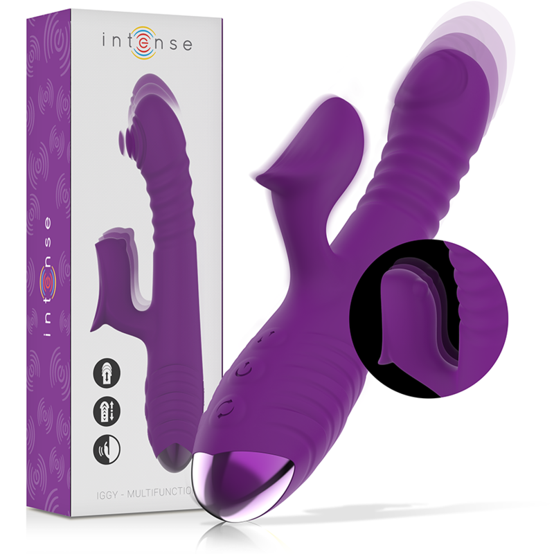 Intense - Vibrateur Rechargeable Multifonction Iggy Up & Down avec Stimulateur Clitoral Violet