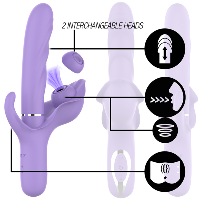 Intense - Billie Vibrateur à Aspiration Rechargeable Multifonctionnel avec Bouton Poussoir Violet