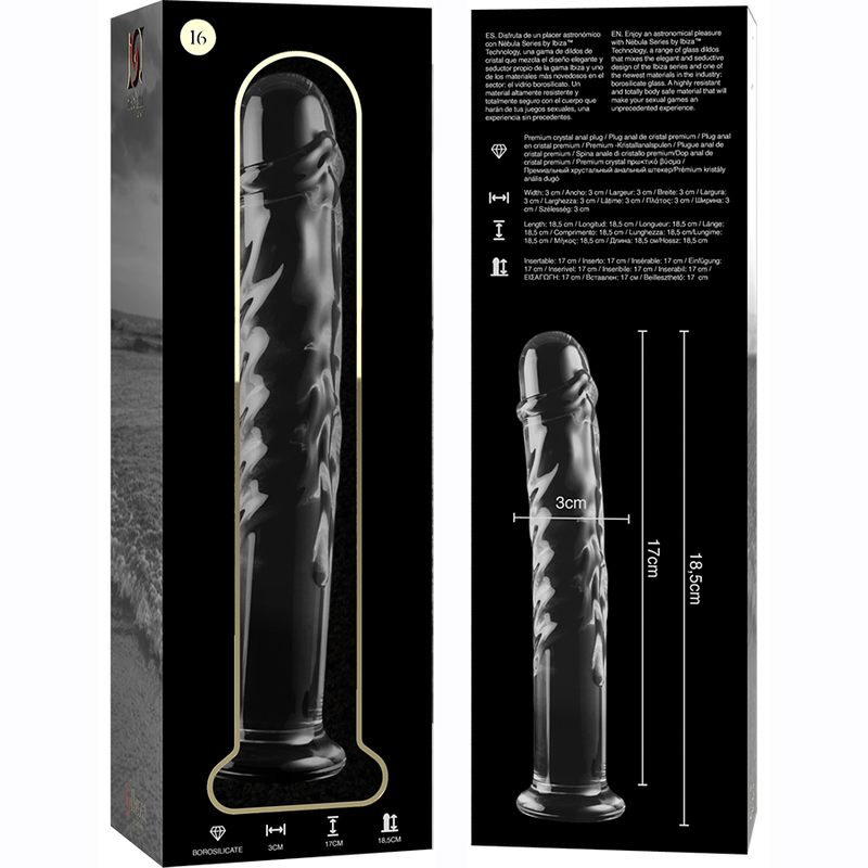 Nebula Series By Ibiza - Modèle 16 Gode en Verre Borosilicate Clair 18.5 Cm -o- 3 Cm