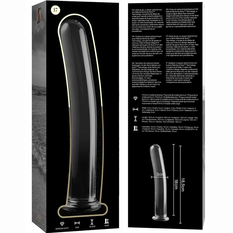 Nebula Series By Ibiza - Modèle 17 Gode en Verre Borosilicate Clair 18.5 Cm -o- 3 Cm