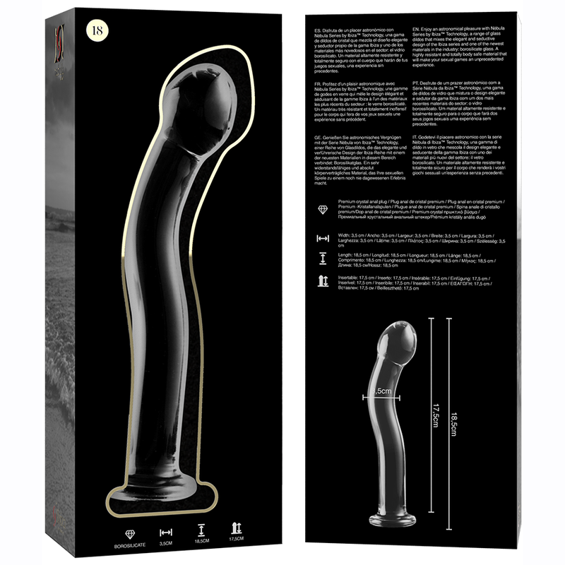 Nebula Series By Ibiza - Modèle 18 Gode en Verre Borosilicate Clair 18.5 Cm -o- 3.5 Cm