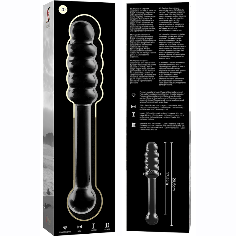 Nebula Series By Ibiza - Modèle 20 Gode en Verre Borosilicate Clair 20.5 Cm -o- 3 Cm