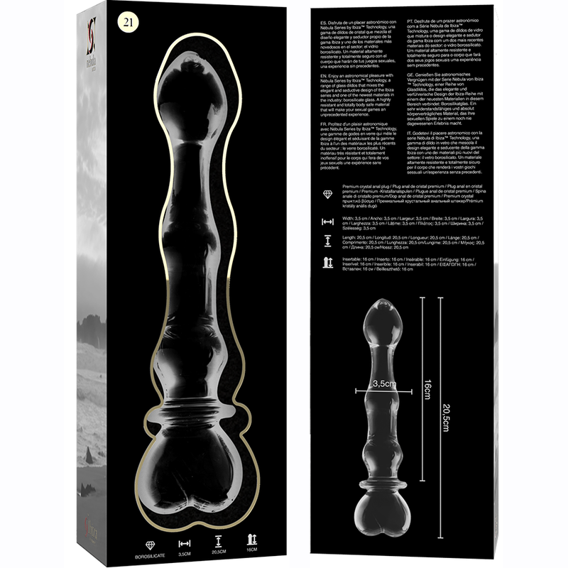 Nebula Series By Ibiza - Modèle 21 Gode en Verre Borosilicate Clair 20.5 Cm -o- 3.5 Cm