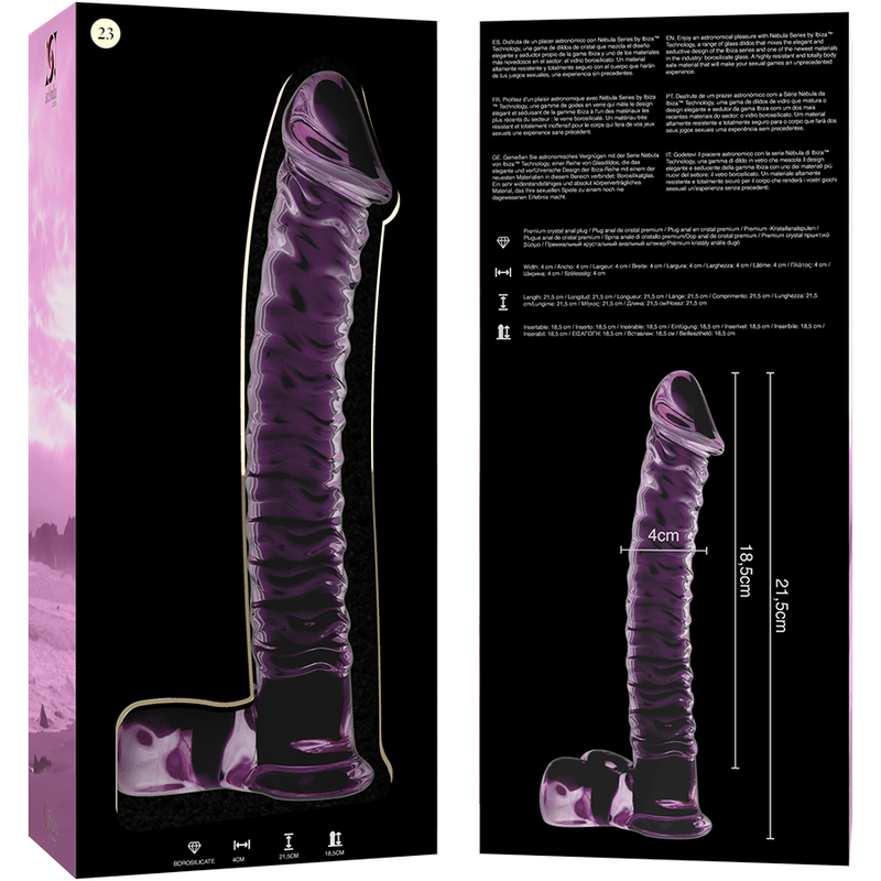 Nebula Series By Ibiza - Modèle 23 Gode en Verre Borosilicate Rose 21.5 Cm -o- 4 Cm