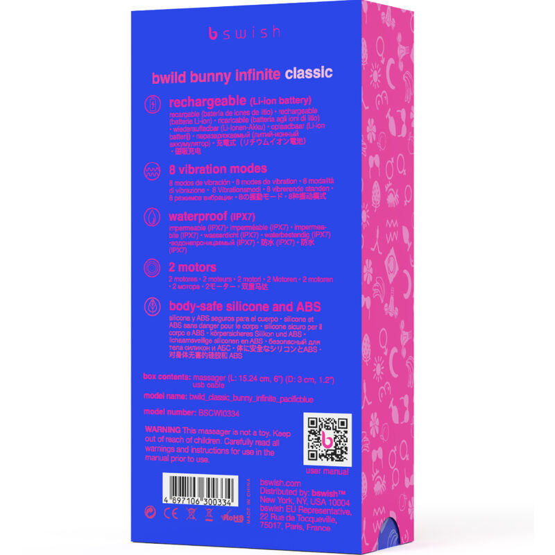 B Swish - Vibrateur Rechargeable Classique Bwild Bunny Infinite Silicone Bleu
