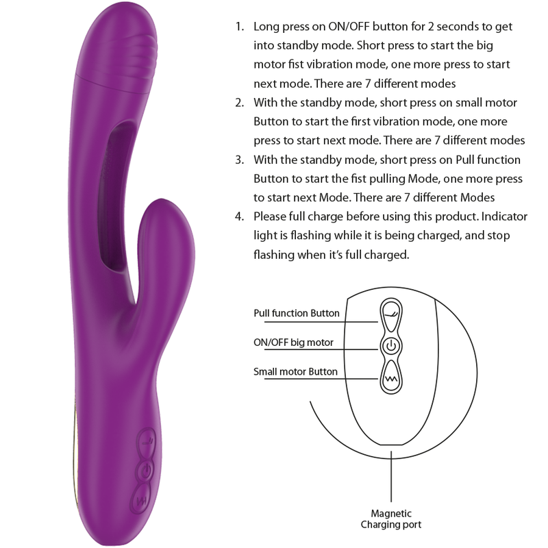 Intense - Apolo Vibrateur Multifonction Rechargeable 7 Vibrations avec Langue Oscillante Violet