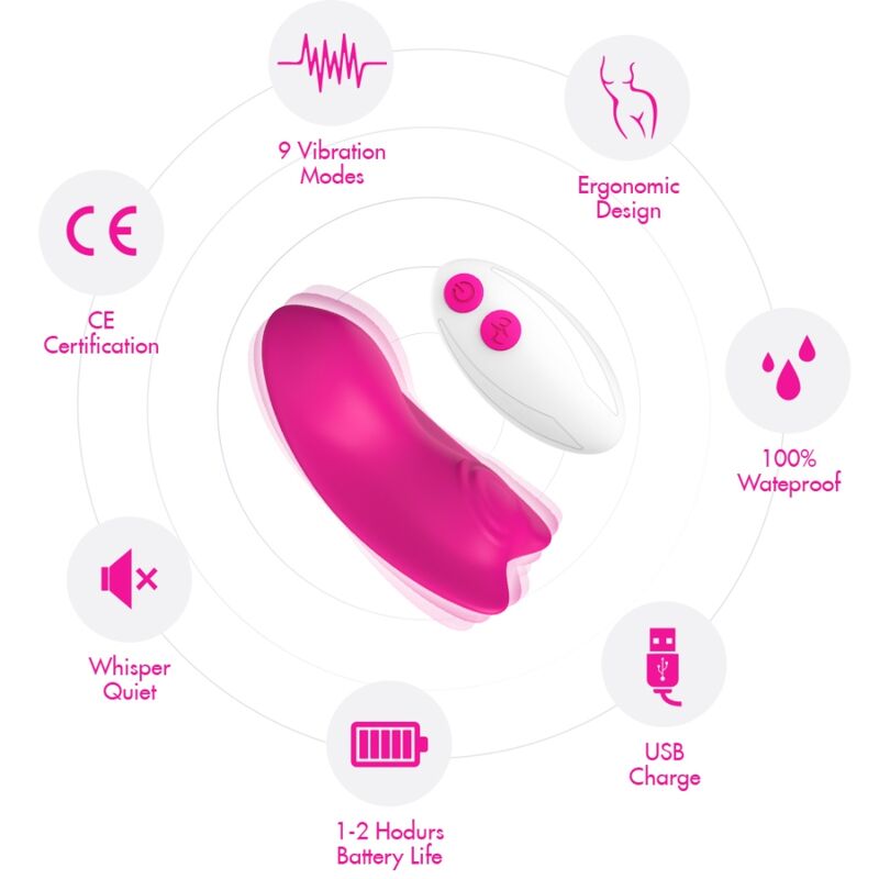 Armony - Culotte Portable Papillon Vibrateur Télécommande Rose
