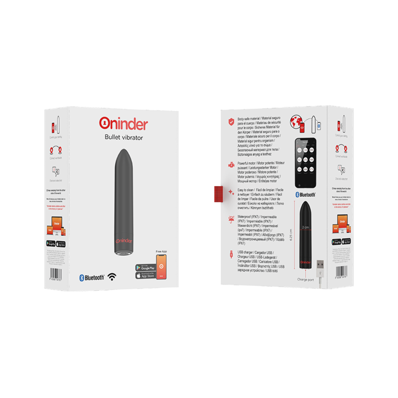 Oninder - Berlin Vibrateur Bullet Noir 9 Modes 8,5 X 2 Cm - Application Gratuite