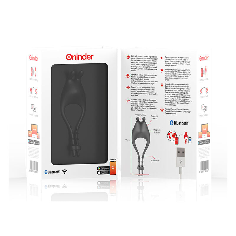 Oninder - Anneau Vibrateur Réglable Rechargeable Pampa avec Stimulateur de Clitoris 10 Vitesses - Application Gratuite