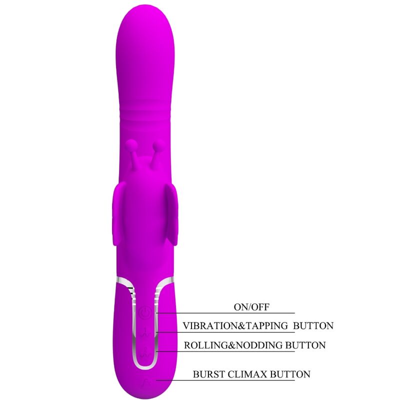 Pretty Love - Vibrateur Multifonction Lapin 4 en 1 Papillon Fuchsia