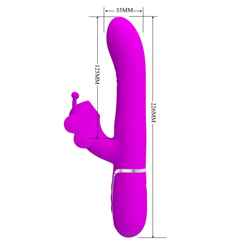 Pretty Love - Vibrateur Multifonction Lapin 4 en 1 Papillon Fuchsia