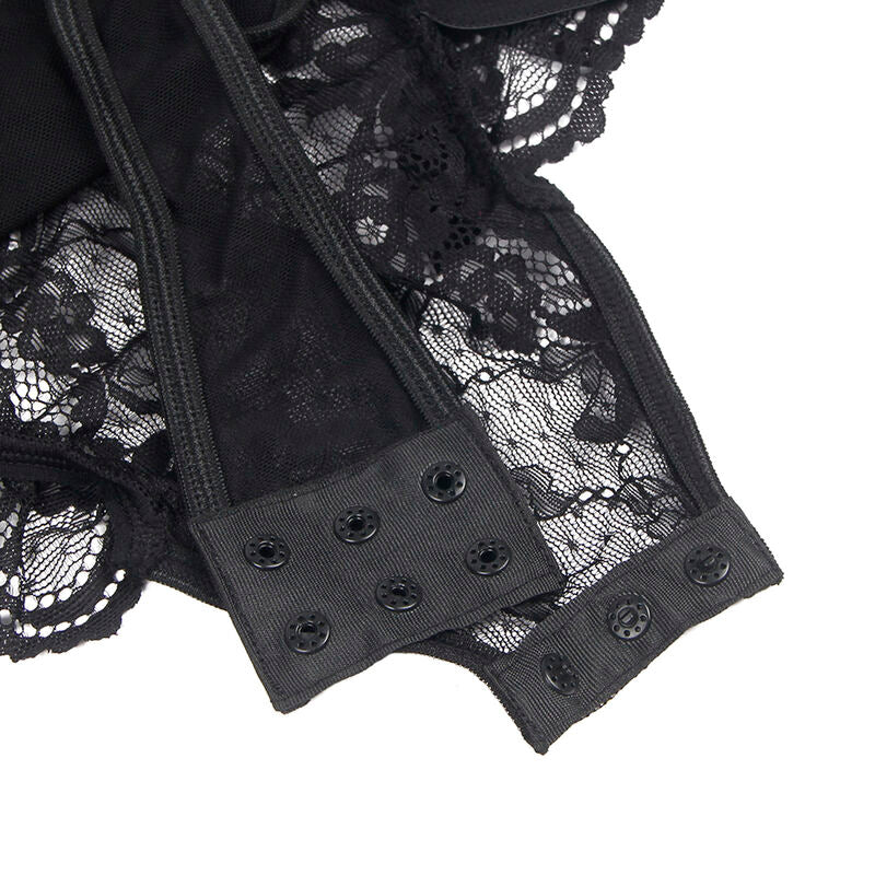 Subblime - Teddy avec Jarretière avec Détail Dentelle et Bandes Noir L/xl