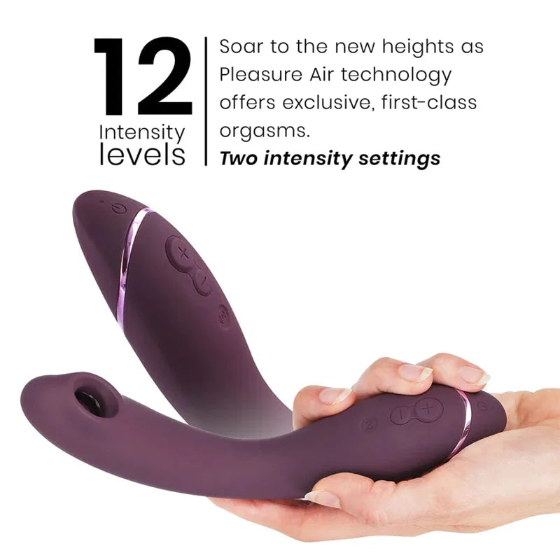 Vibromasseur silicone violet, technologie Air, 12 niveaux d'intensité, design ergonomique, plaisir intime.