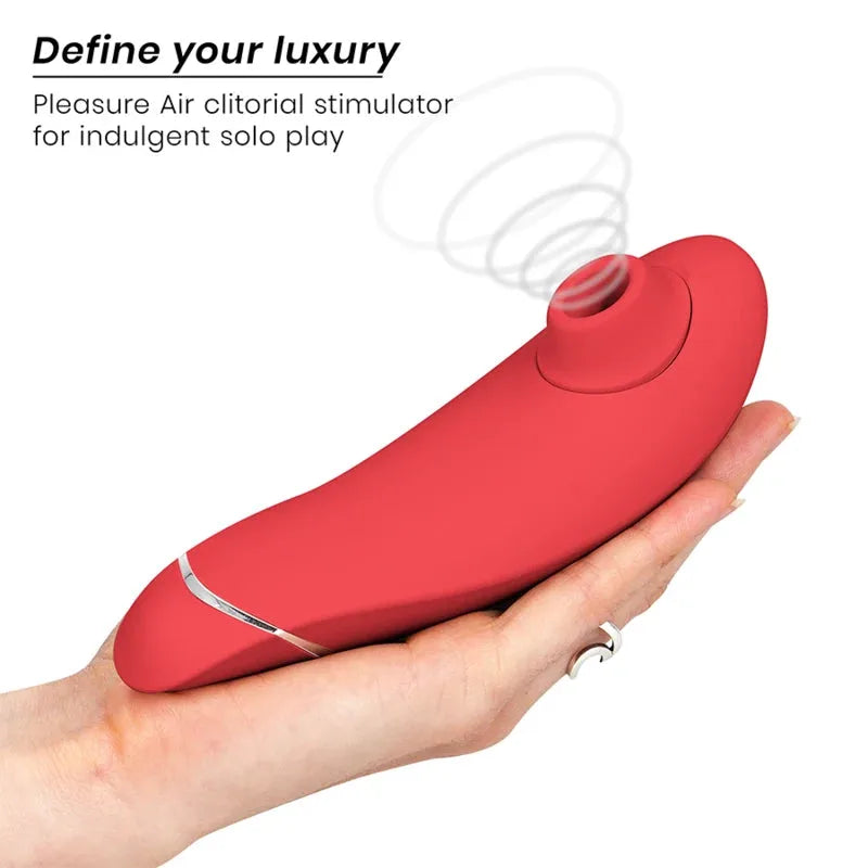 Stimulateur clitoridien rouge en silicone, luxe et plaisir intense.