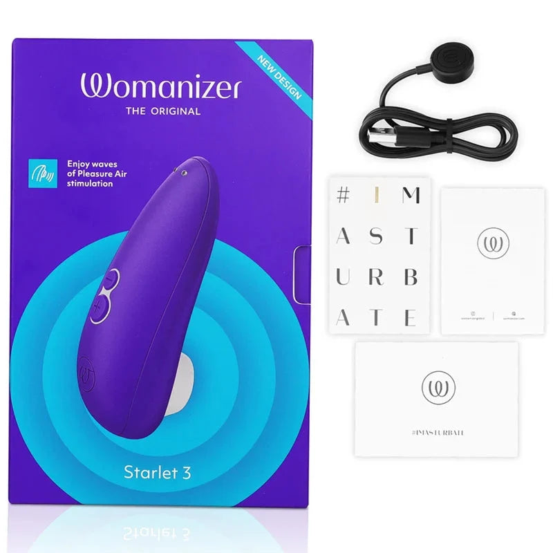 Stimulateur intime Womanizer Starlet 3 violet, technologie Pleasure Air, compact et rechargeable pour plaisirs discrets.