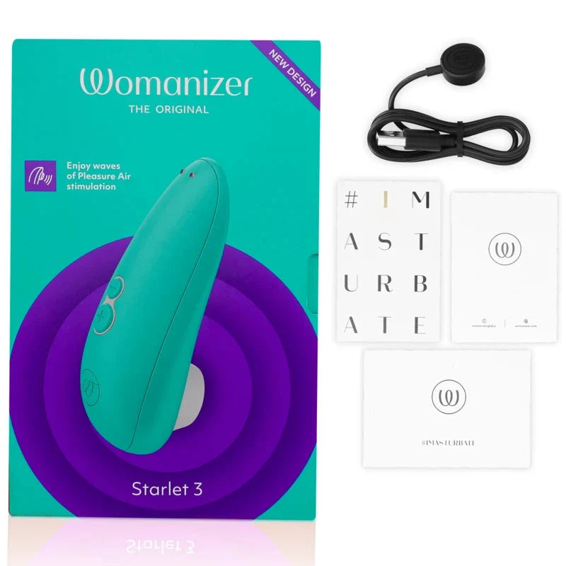 Stimulateur intime Womanizer Starlet 3 turquoise, design innovant, pour plaisir discret et confortable.