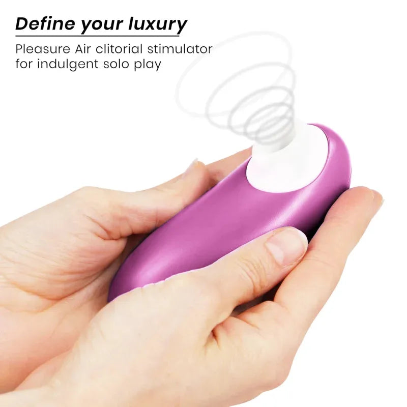 Stimulateur clitoridien violet, technologie Air Pleasure, luxe et confort pour moments intimes en solo.