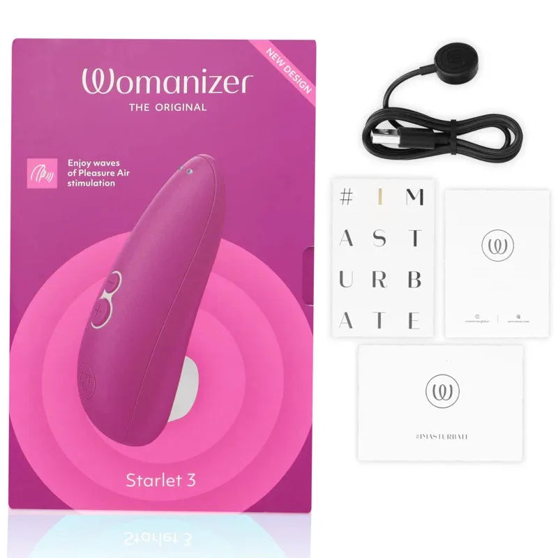 Stimulateur intime Womanizer Starlet 3, design moderne, technologie Pleasure Air, rechargeable, discret, violet séduisant.