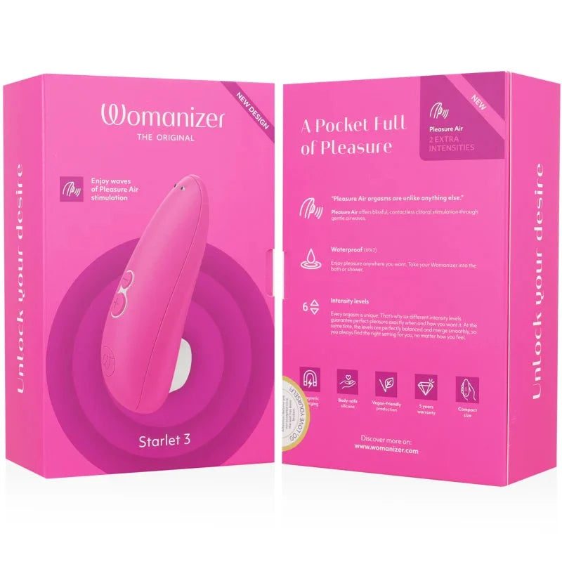 Stimulateur intime Womanizer Starlet 3 rose, waterproof et ergonomique pour plaisir sans contact.