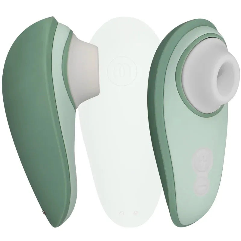Stimulateur clitoridien en silicone vert, ergonomique et waterproof, pour plaisir intense.