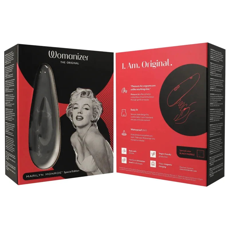 Édition spéciale Womanizer Marilyn Monroe, stimulateur unique waterproof noir.