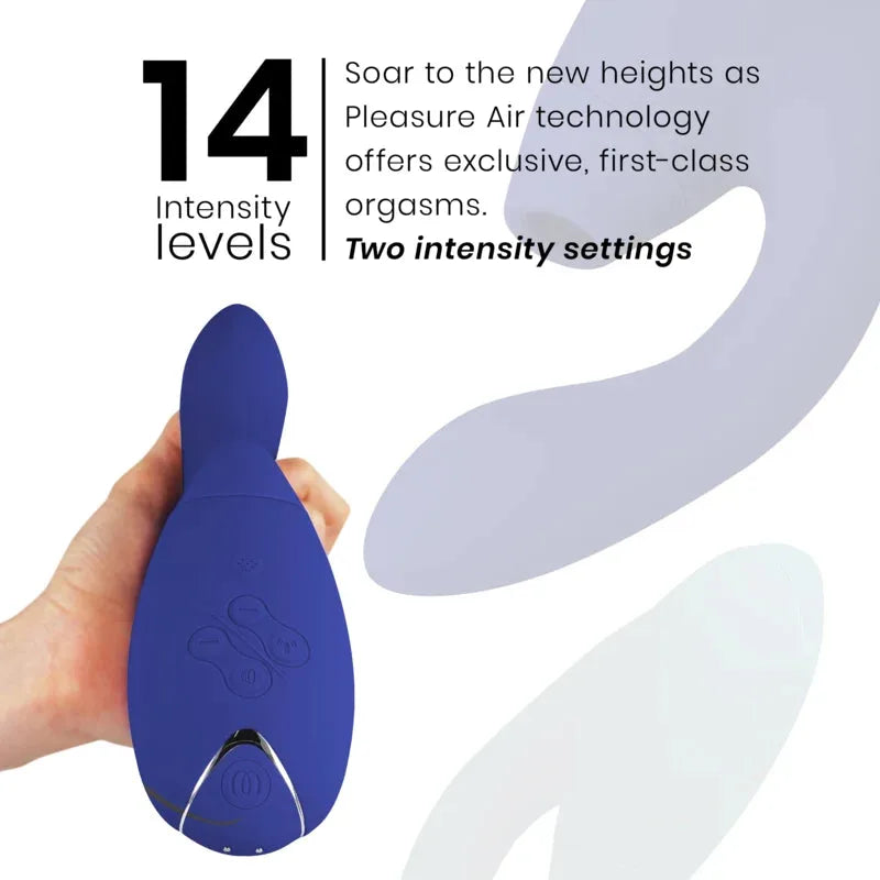 Vibromasseur bleu avec technologie Pleasure Air, 14 niveaux d'intensité, pour orgasmes de première classe.
