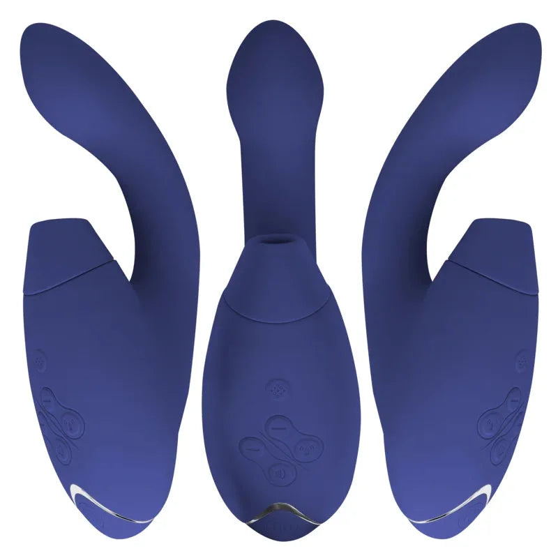 Stimulateur intime en silicone bleu, ergonomique et waterproof pour plaisir intense.