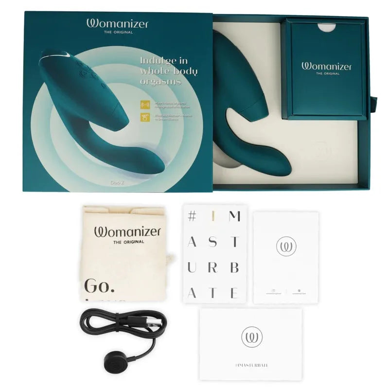 Stimulateur Womanizer Duo 2 rechargeable, design ergonomique, idéal pour plaisir intense et discret.