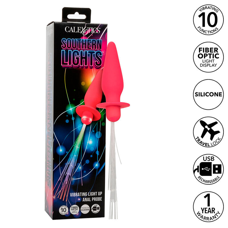 Calexotics - Southern Lights Light Up Plug Anal 10 Vibrations Silicone Rose