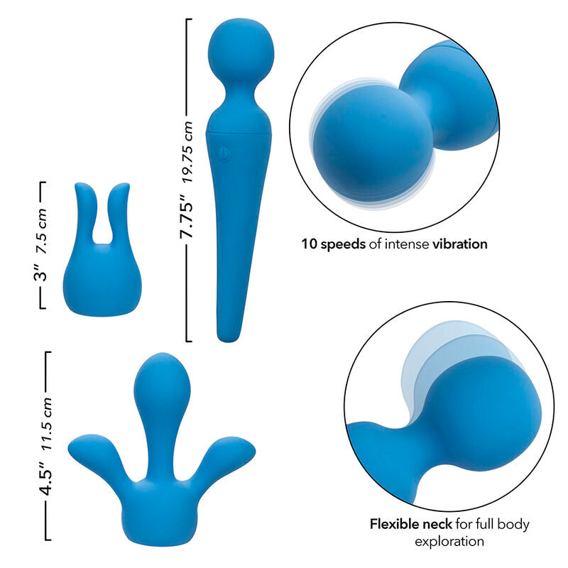 Calexotics - Couture Kit Vibrateur Wand 10 Vibrations Bleu