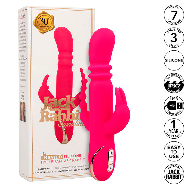 Calexotics - Jack Fantasy Triple Vibrateur Chauffant Lapin Rose