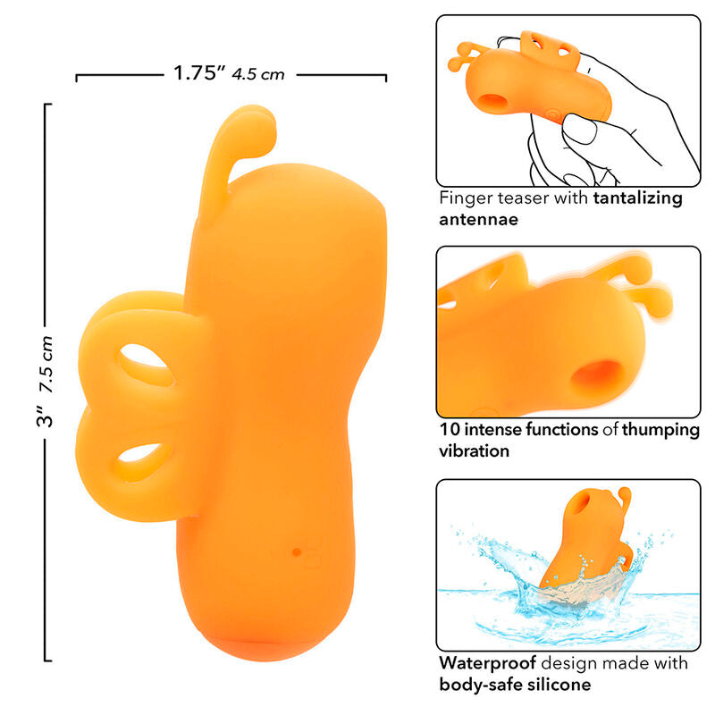 Calexotics - Neon Vibes Buzzing Vibe le Stimulateur de Doigts 10 Vibrations Orange