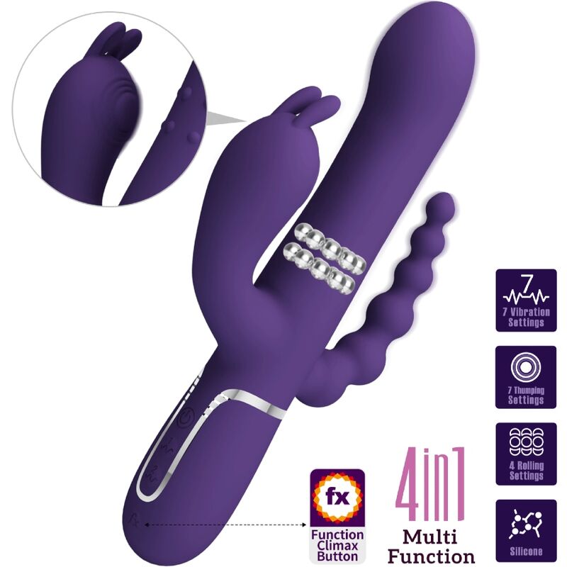 Pretty Love - Cammy Triple Vibrateur Multifonction 4 en 1 Violet